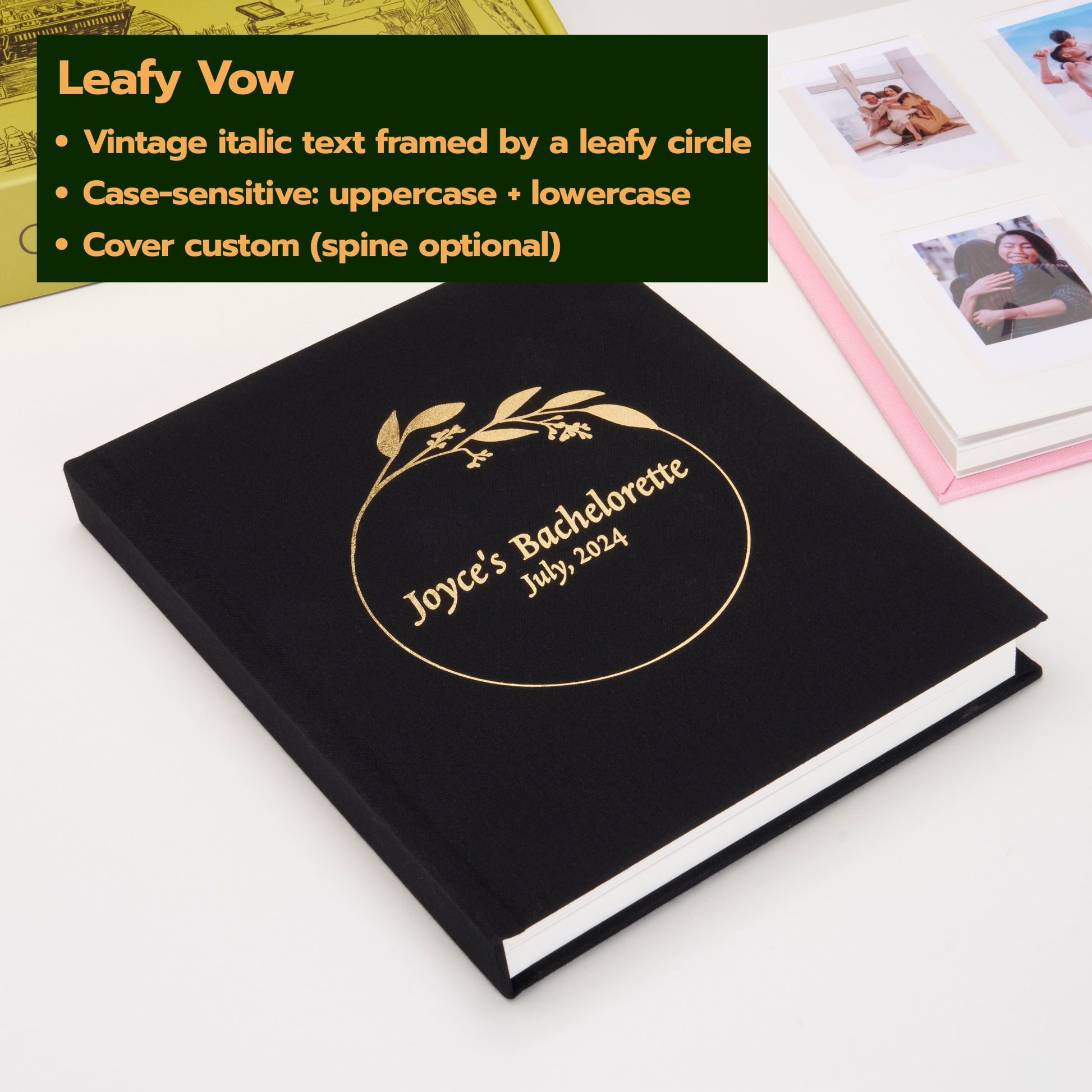 Personalized Linen Hardcover Photo Album For i-Type Film (96 Pockets / Writable Cardstock)