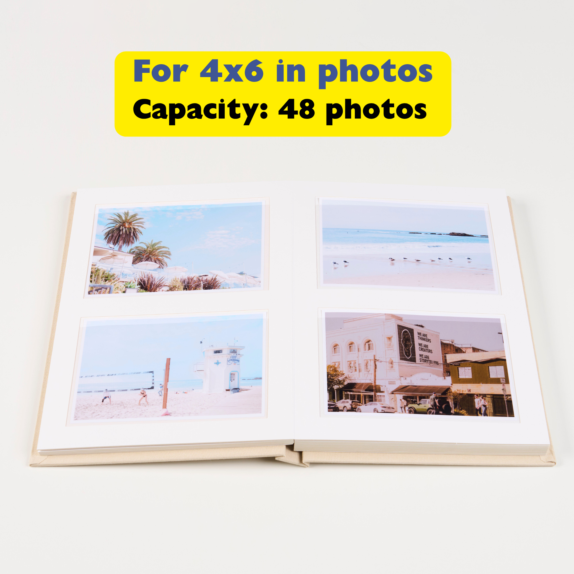 Personalized Linen Hardcover Photo Album For 4x6 inch Photos (48 pockets / writable cardstock)