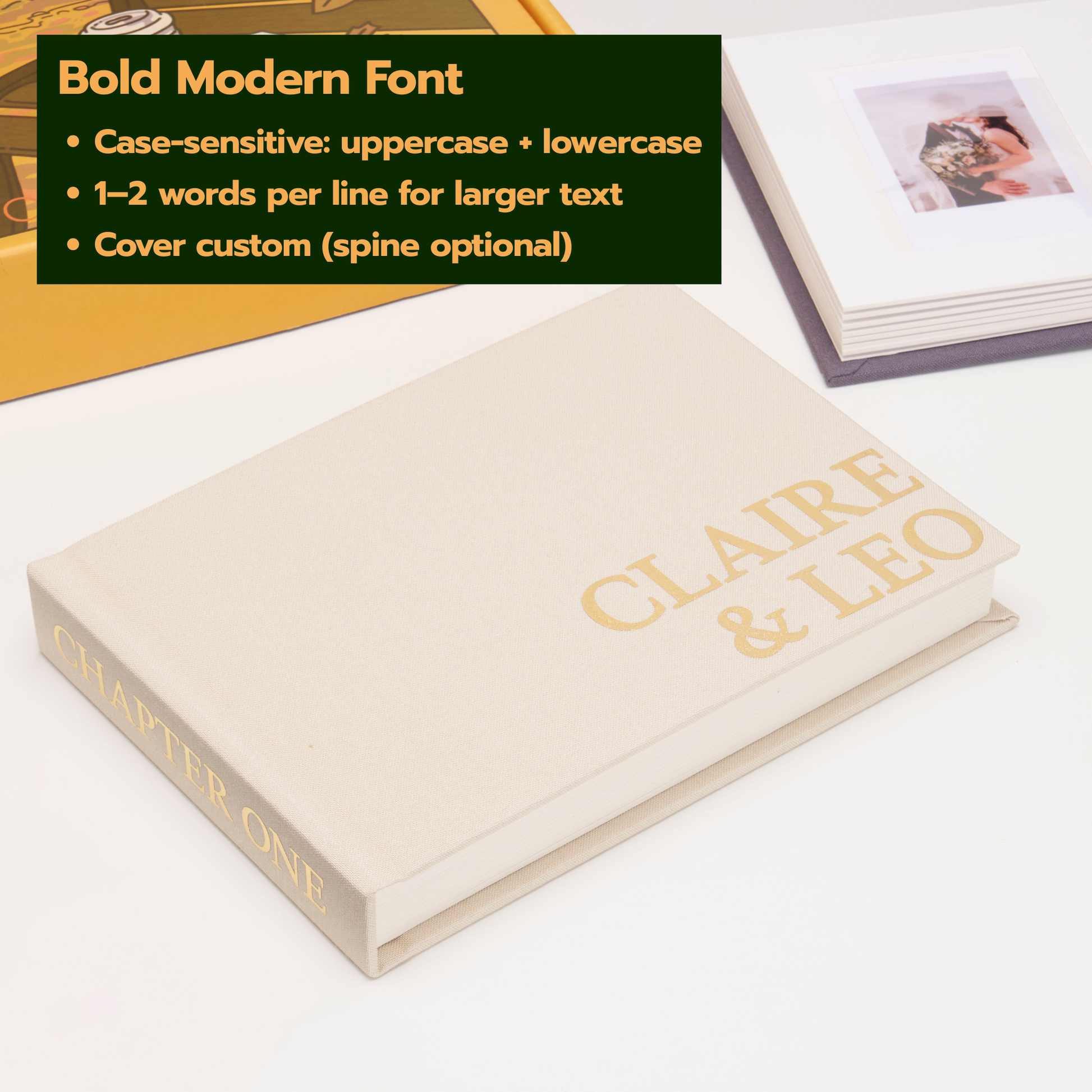 Personalized Linen Hardcover Photo Album For Instax Mini (48 Pockets / Writable Cardstock)