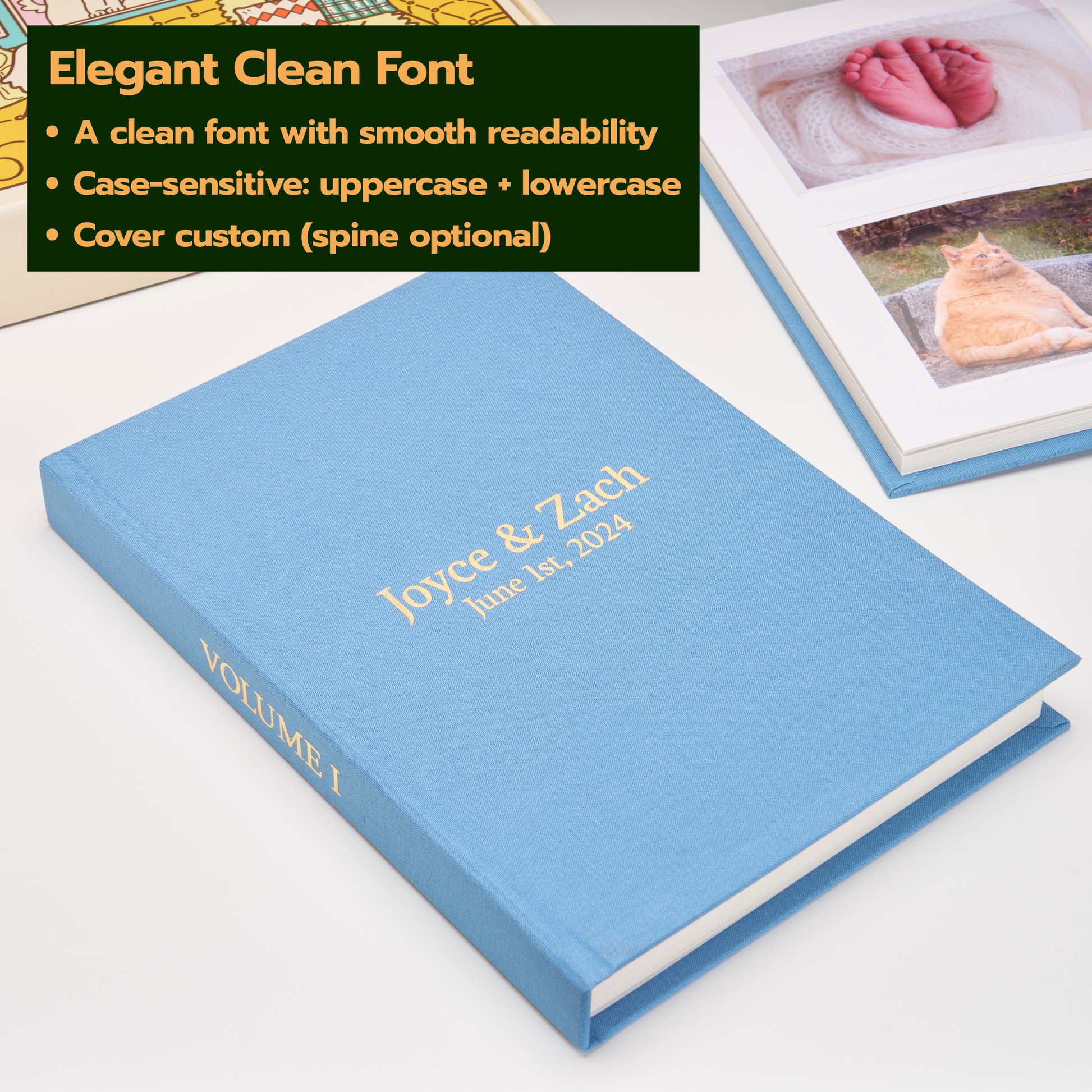 Personalized Linen Hardcover Photo Album For 4x6 inch Photos (48 pockets / writable cardstock)