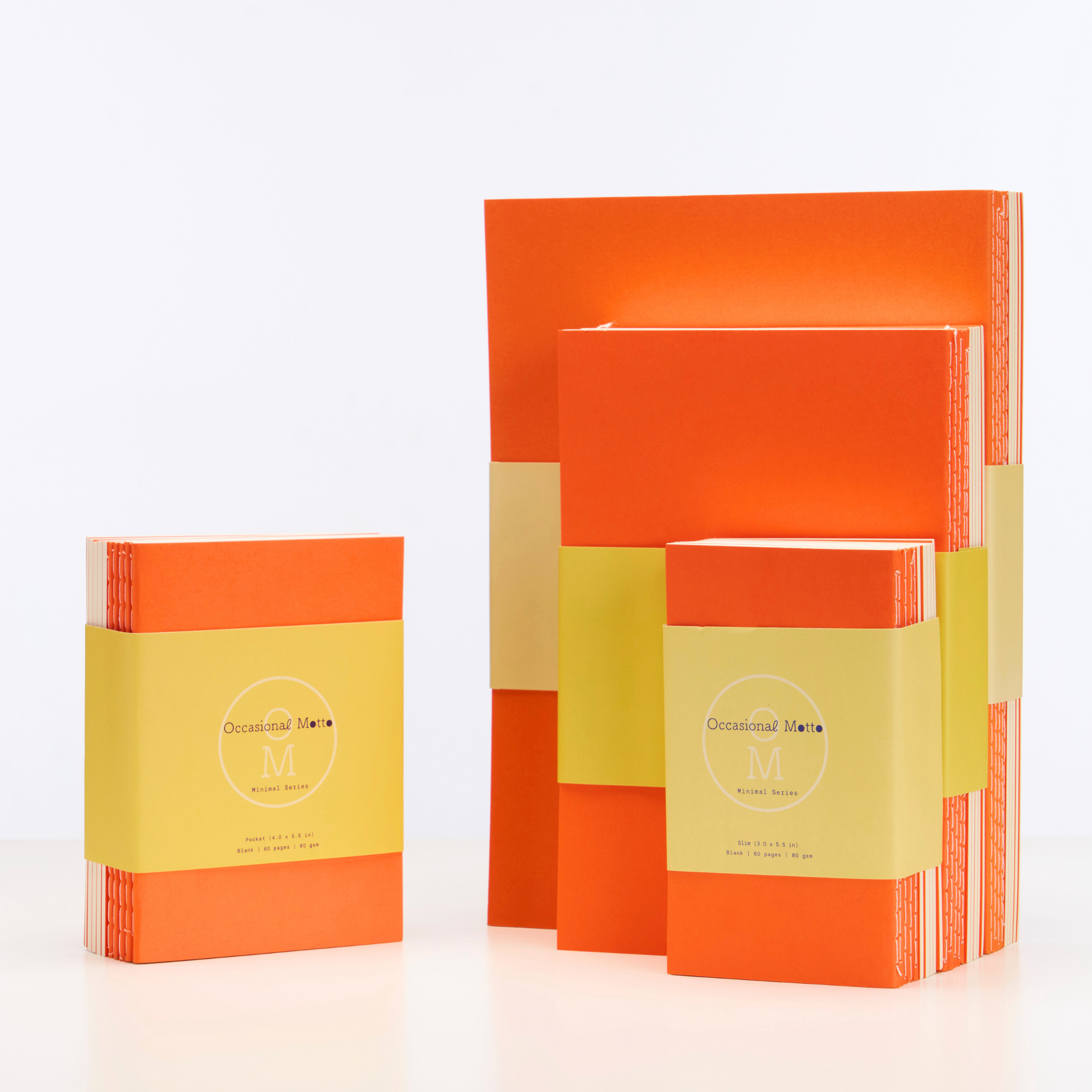 10-Pack Orange Cover Stitched Notebooks (80gsm layout paper)