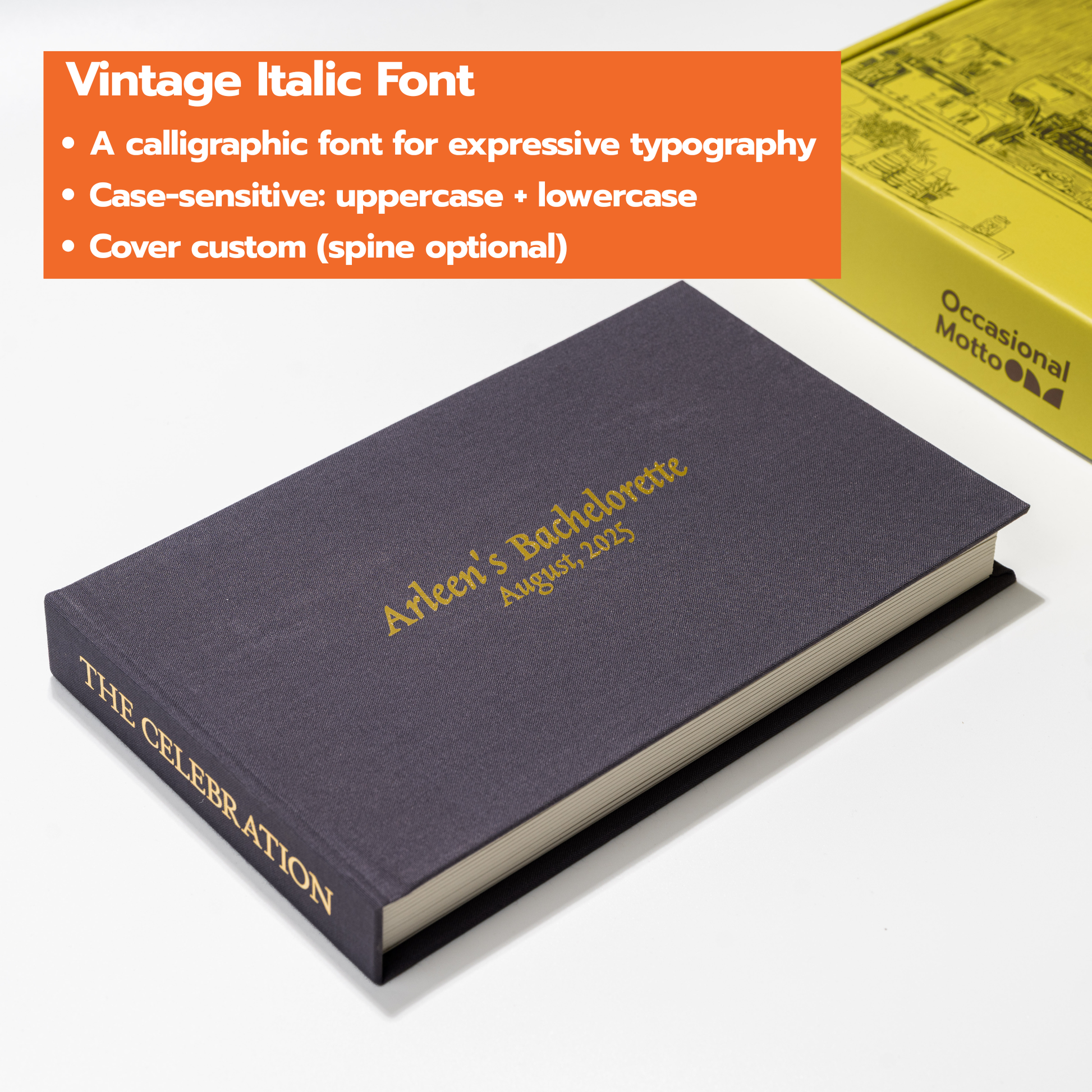 Personalized Linen Hardcover Photo Album For Instax SQ (48 pockets / Writable Cardstock)