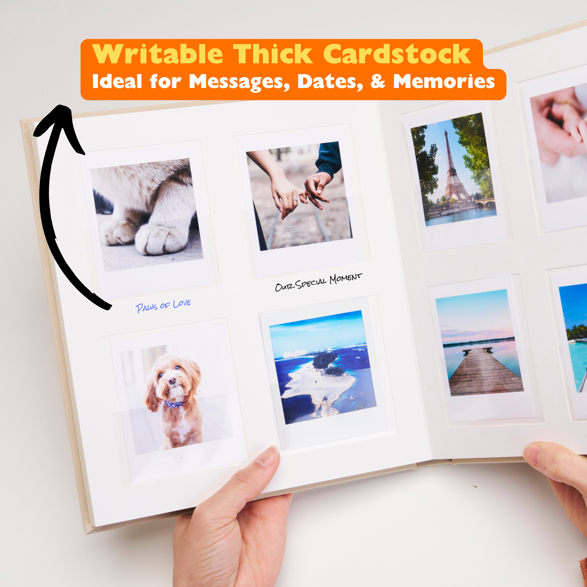 Personalized Linen Hardcover Photo Album For Instax SQ (96 Pockets / Writable Cardstock)