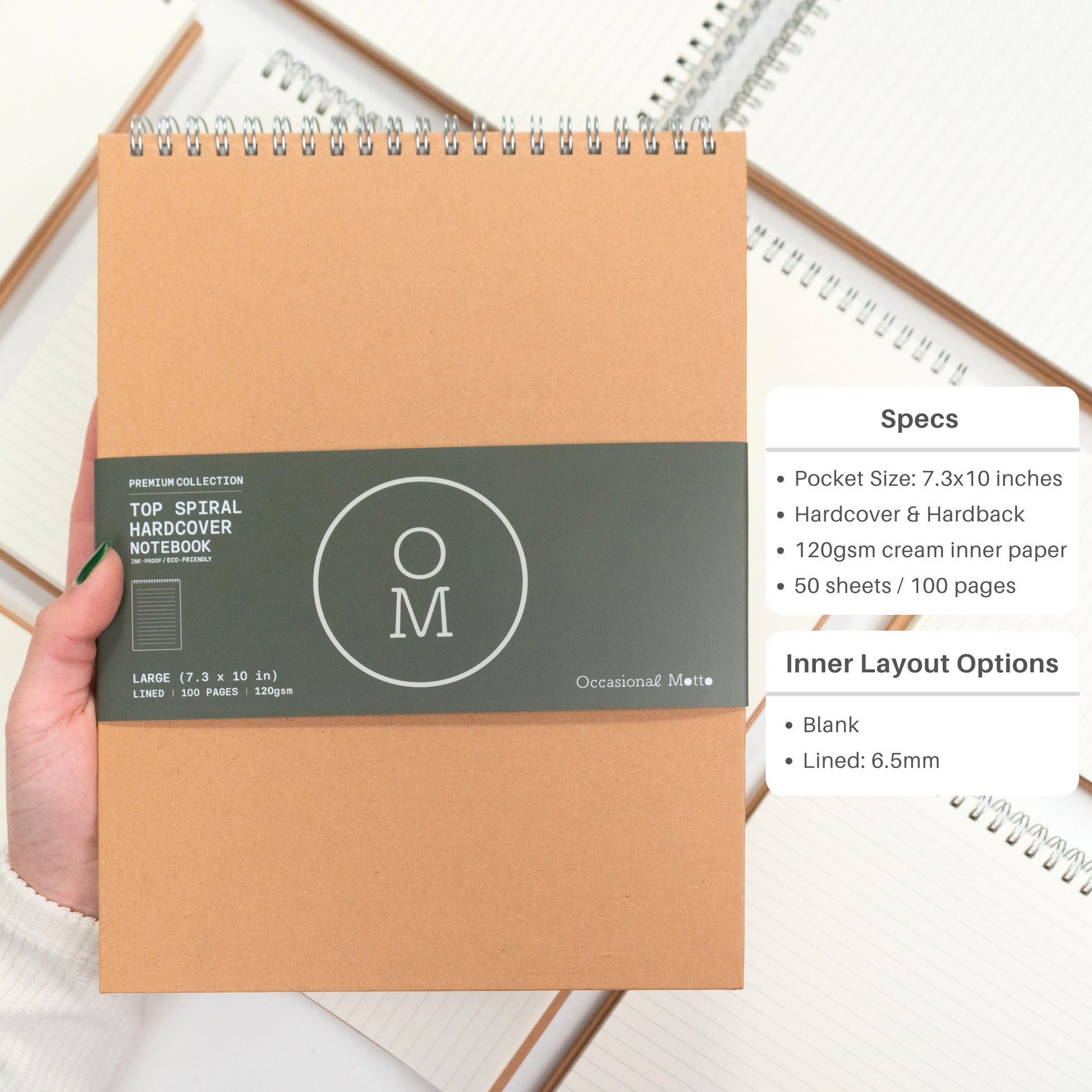 Top Spiral Hardcover Steno Kraft Notebooks (120gsm layout paper)