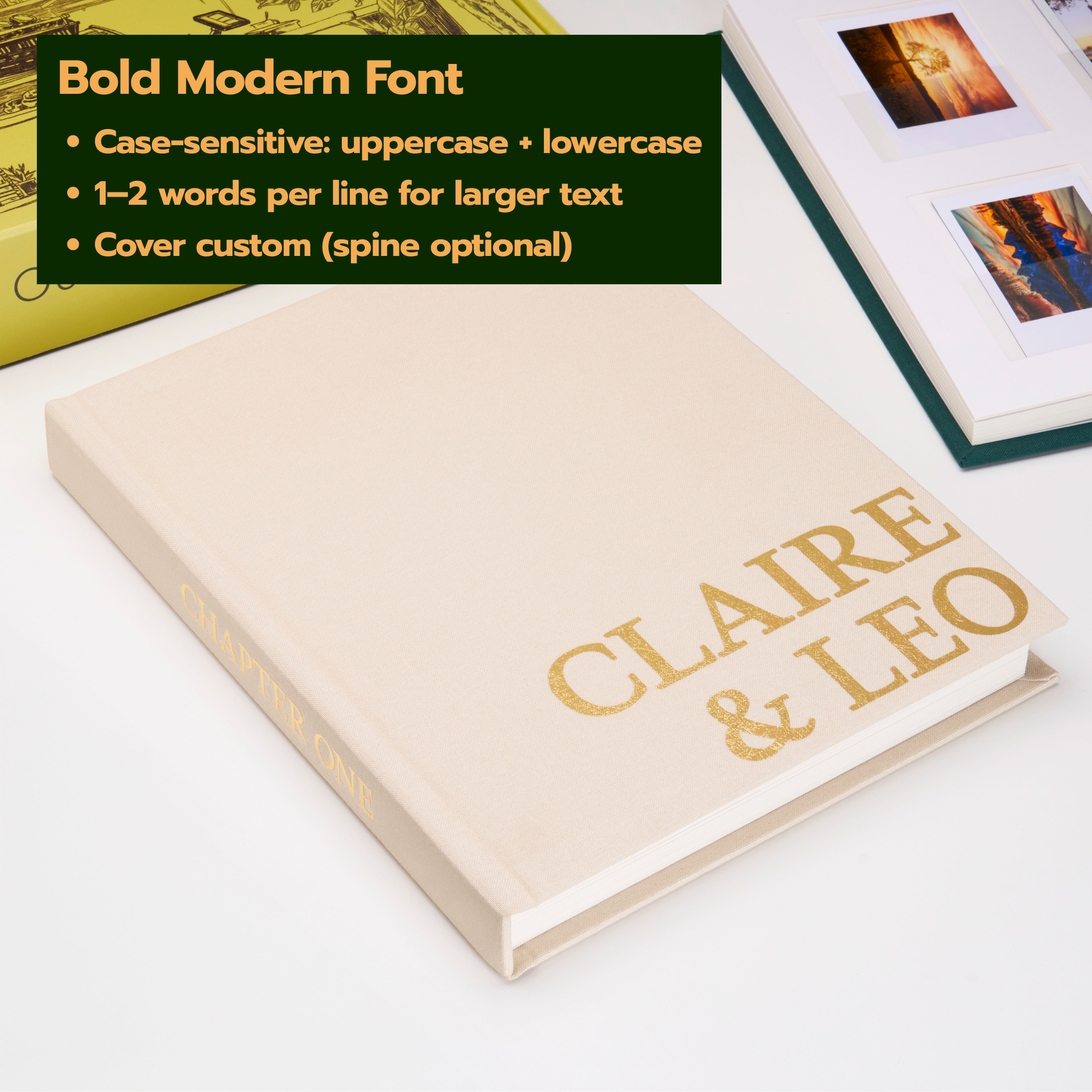 Personalized Linen Hardcover Photo Album For Instax Mini (96 Pockets / Writable Cardstock)
