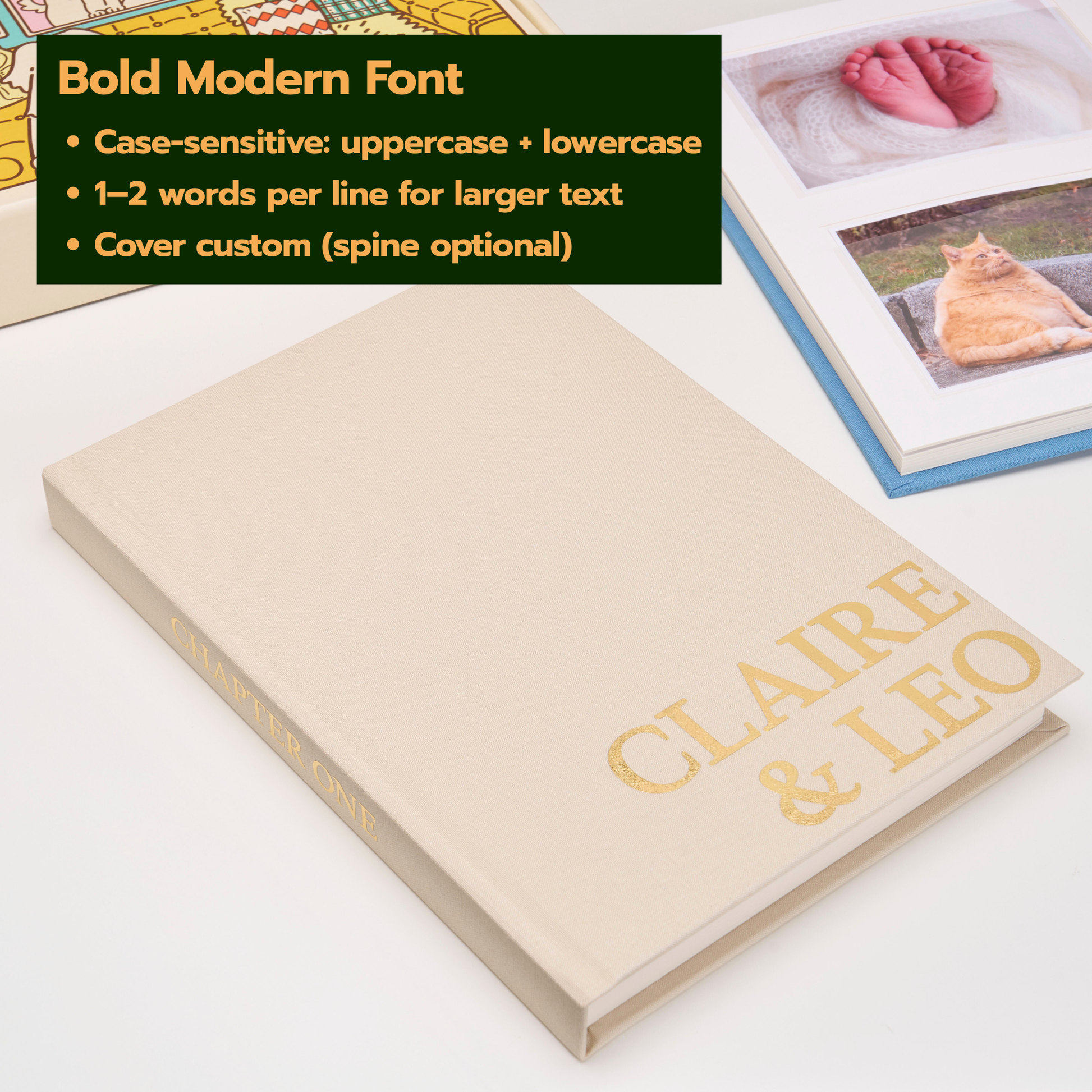 Personalized Linen Hardcover Photo Album For 4x6 inch Photos (48 pockets / writable cardstock)
