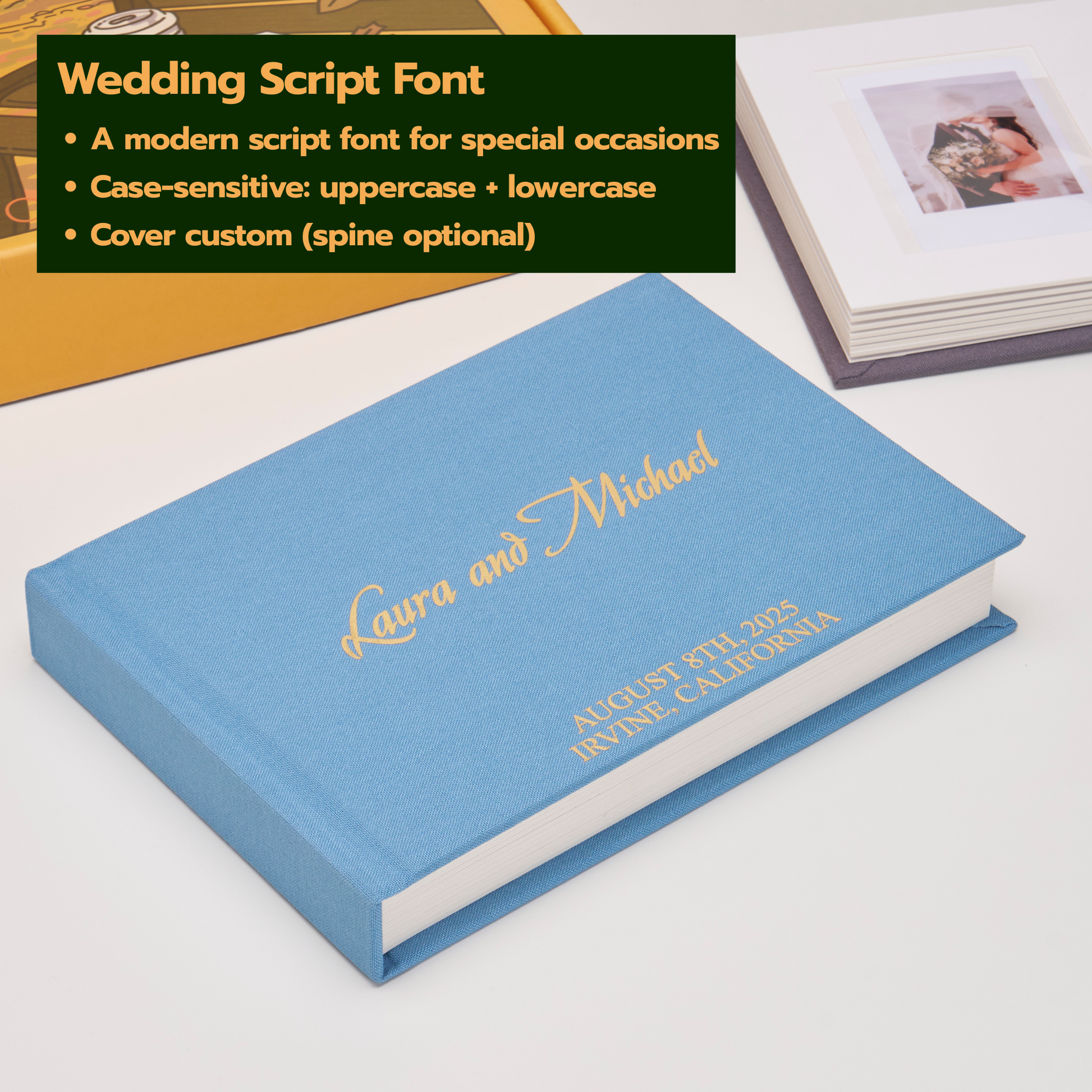 Personalized Linen Hardcover Photo Album For Instax Mini (48 Pockets / Writable Cardstock)
