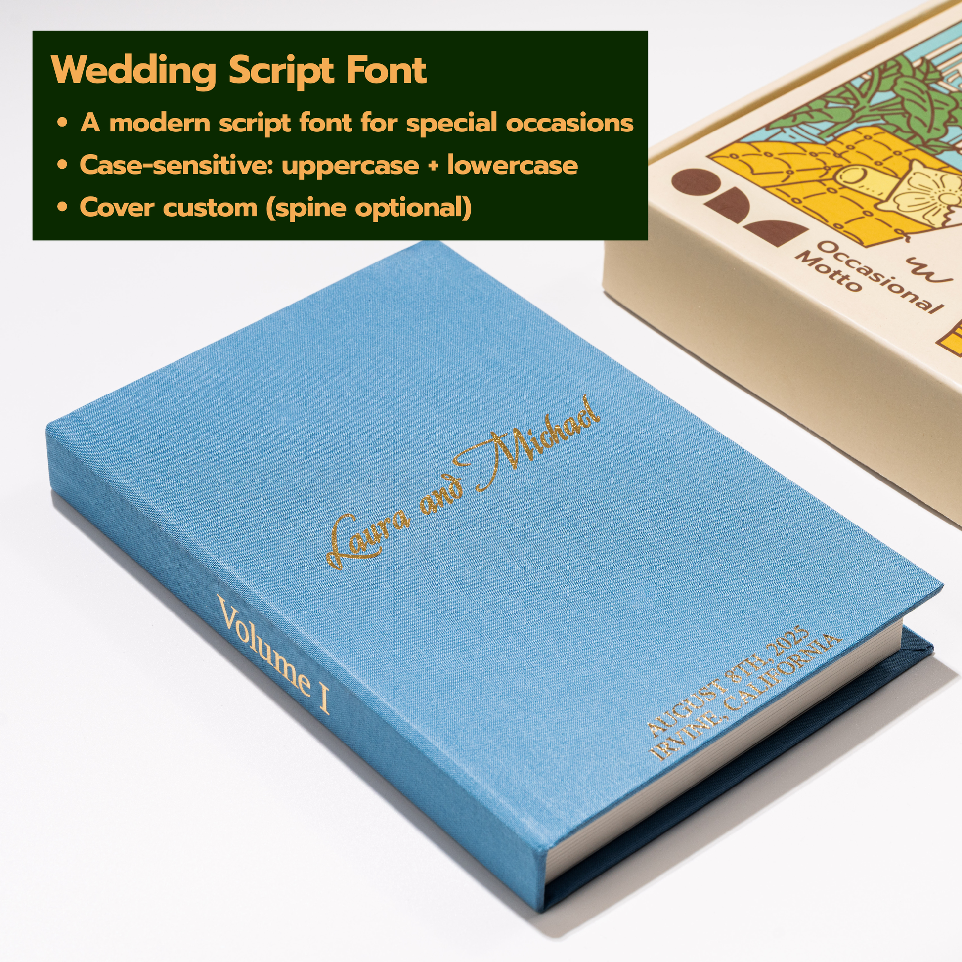Personalized Linen Hardcover Photo Album For Instax Wide (48 pockets / Writable Cardstock)