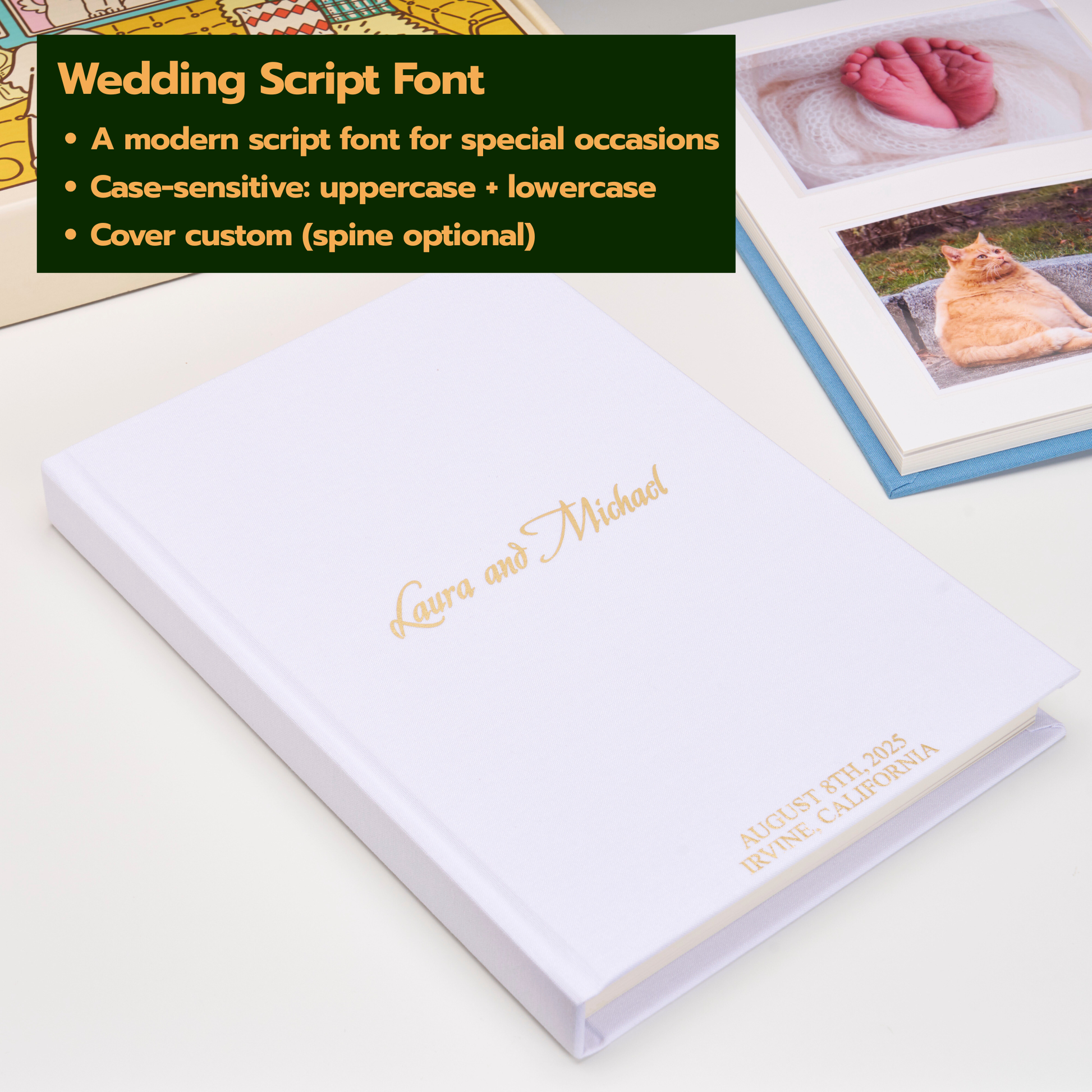 Personalized Linen Hardcover Photo Album For 4x6 inch Photos (48 pockets / writable cardstock)