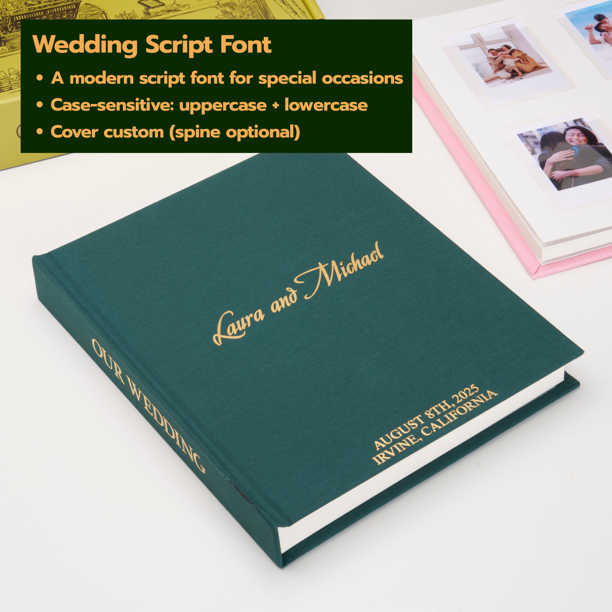 Personalized Linen Hardcover Photo Album For Instax Mini (96 Pockets / Writable Cardstock)
