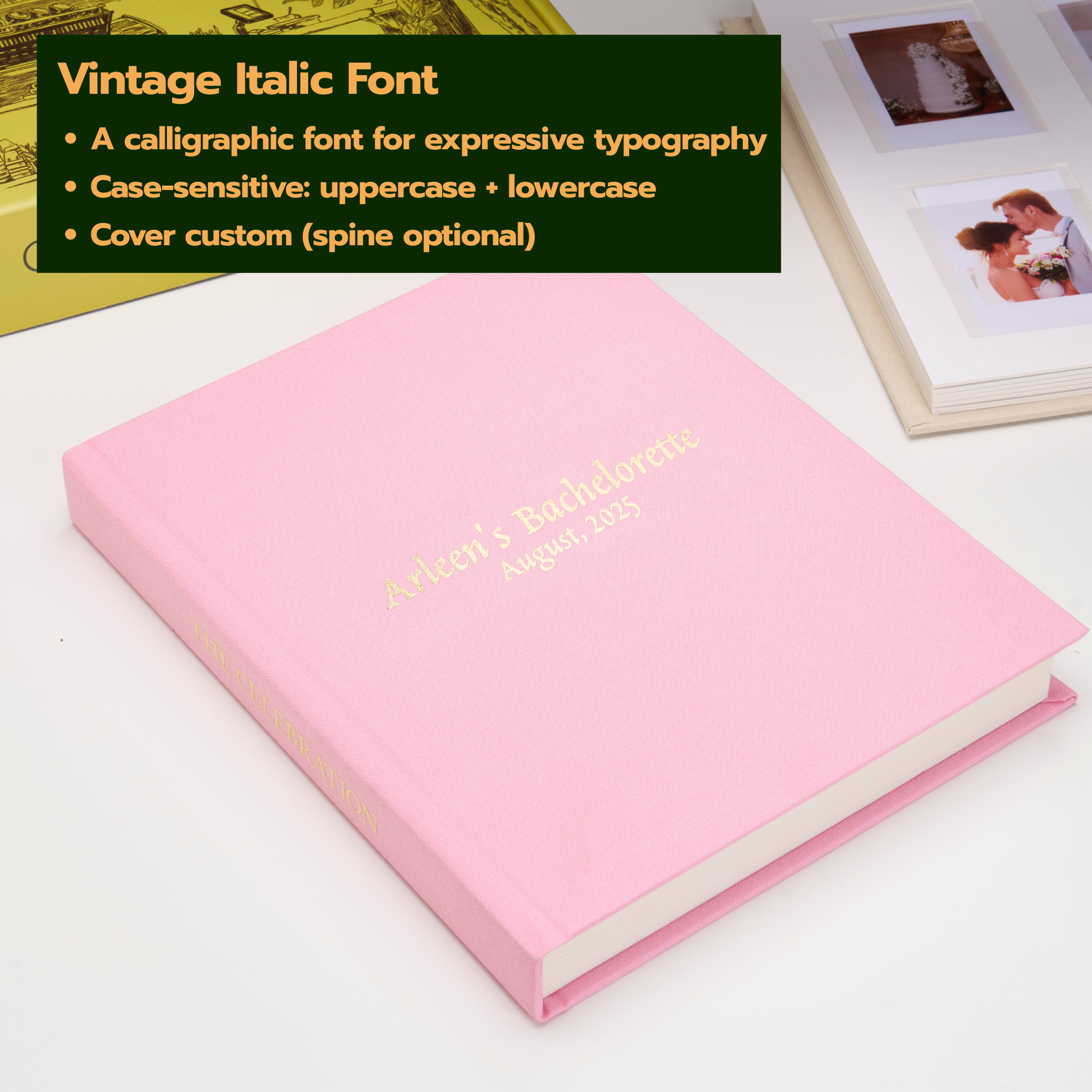 Personalized Linen Hardcover Photo Album For Instax Mini (96 Pockets / Writable Cardstock)