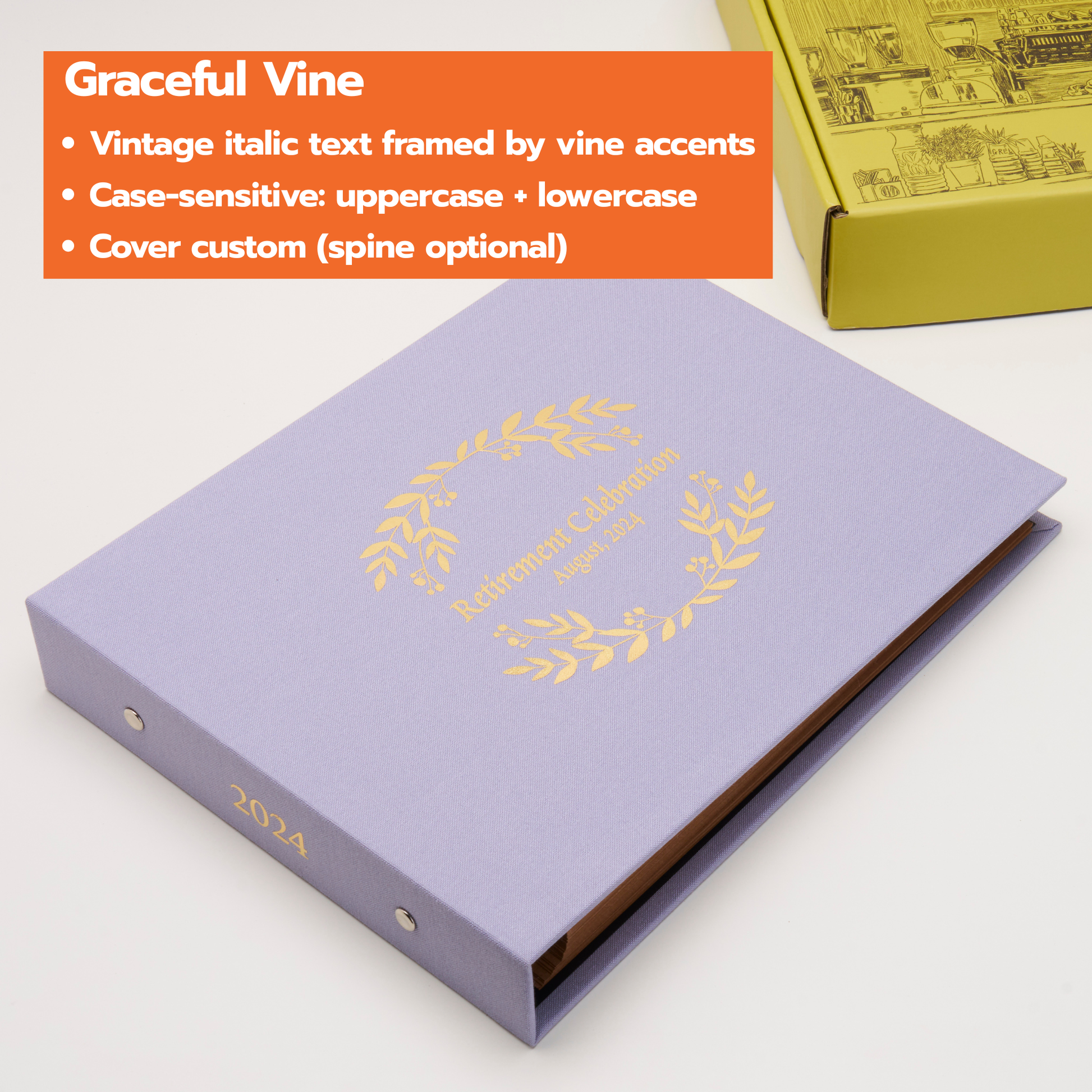 Personalized Linen Hardcover Landscape Binder Scrapbook For 6x10'' (40 sheets / Writabe Cardstock)