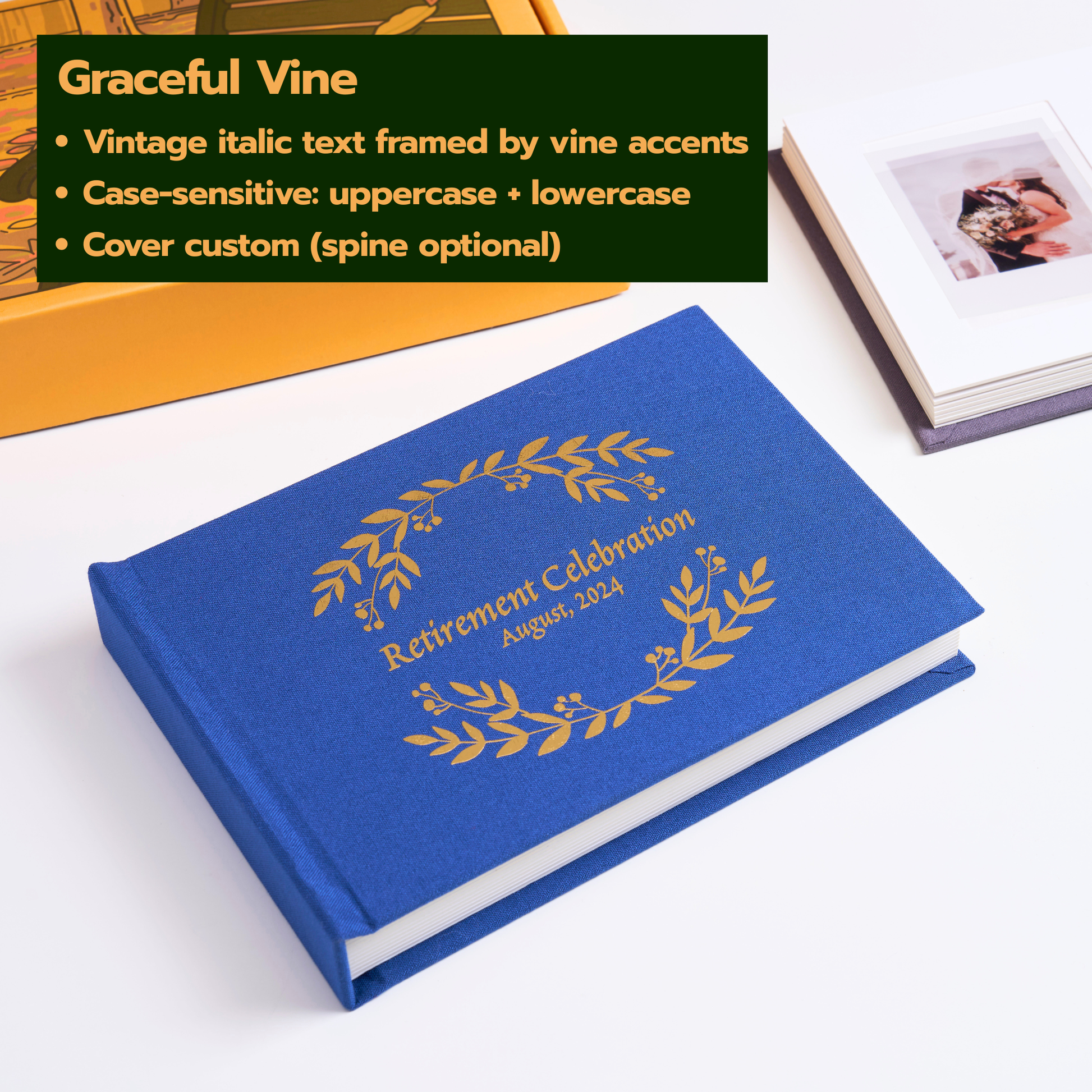 Personalized Linen Hardcover Photo Album For Instax Mini (48 Pockets / Writable Cardstock)