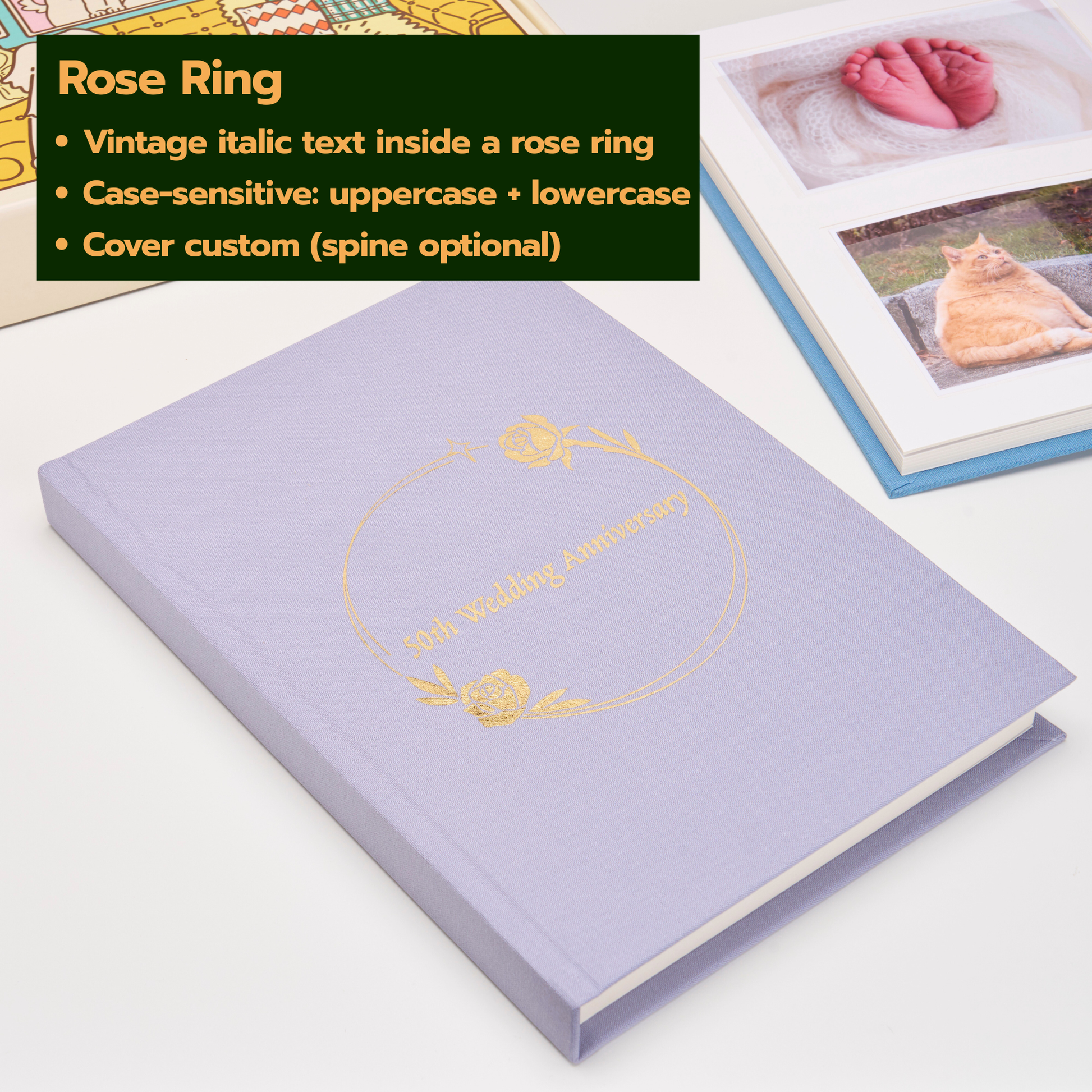 Personalized Linen Hardcover Photo Album For 4x6 inch Photos (48 pockets / writable cardstock)