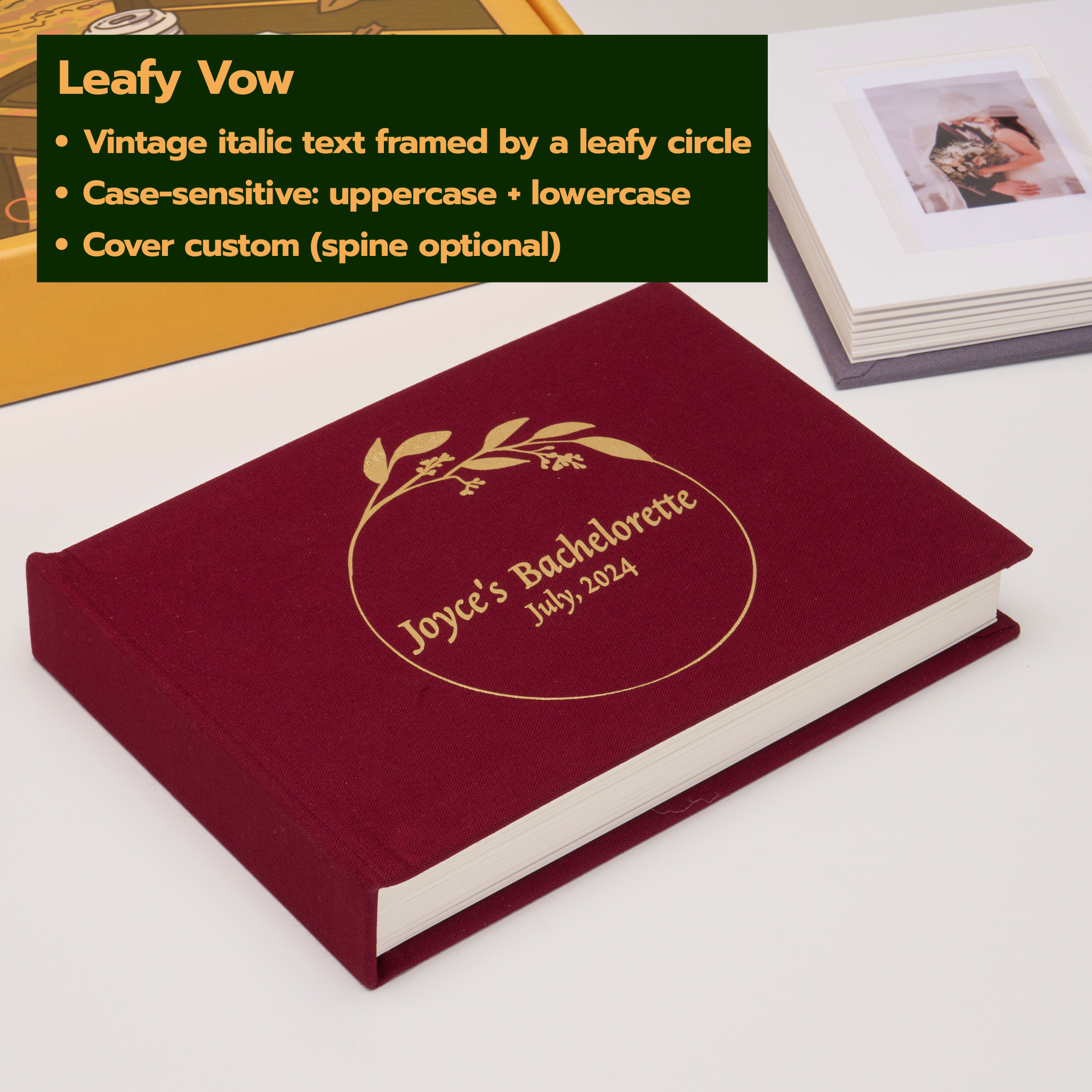 Personalized Linen Hardcover Photo Album For Instax Mini (48 Pockets / Writable Cardstock)