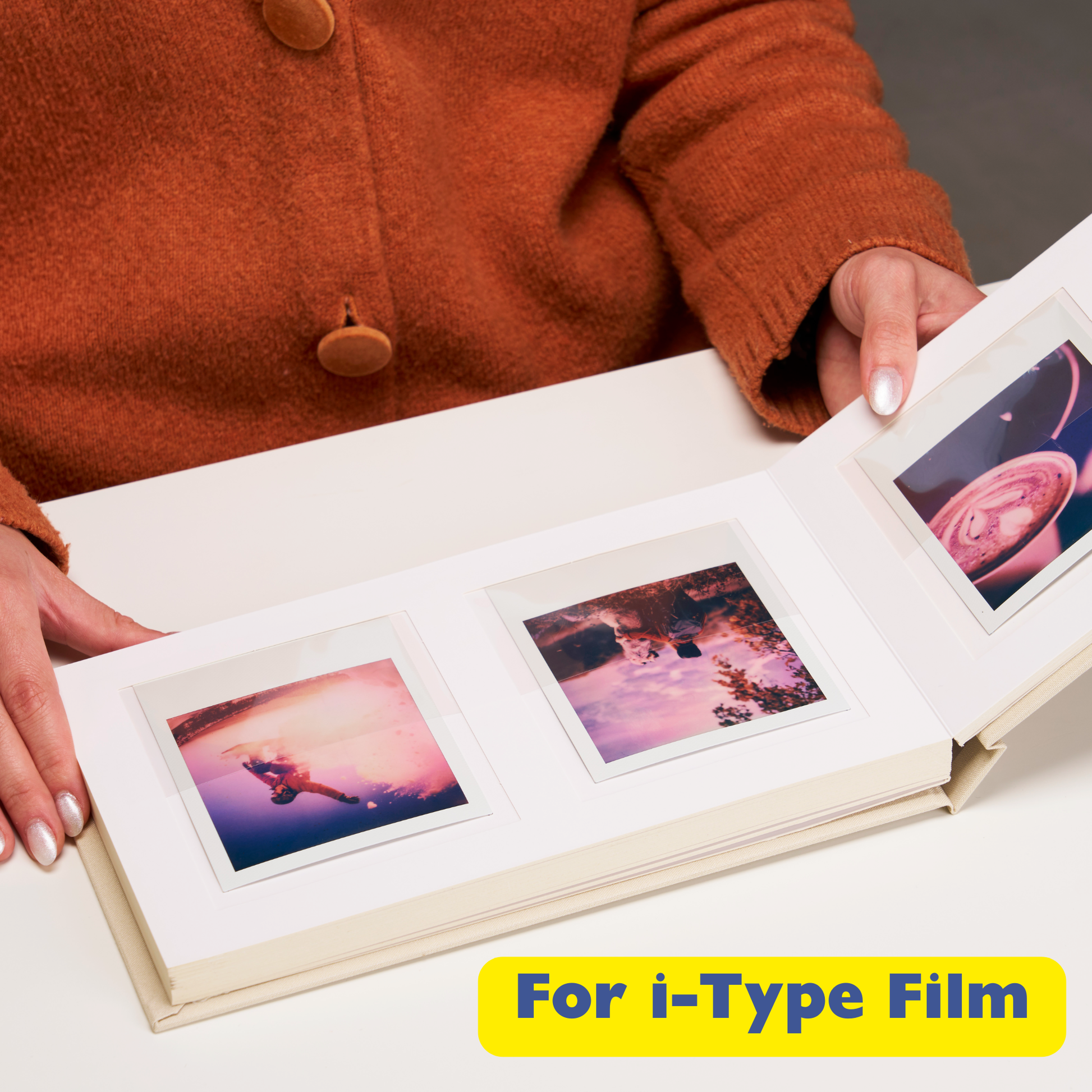 Personalized Linen Hardcover Photo Album For i-Type Film (48 pockets / Writable Cardstock)