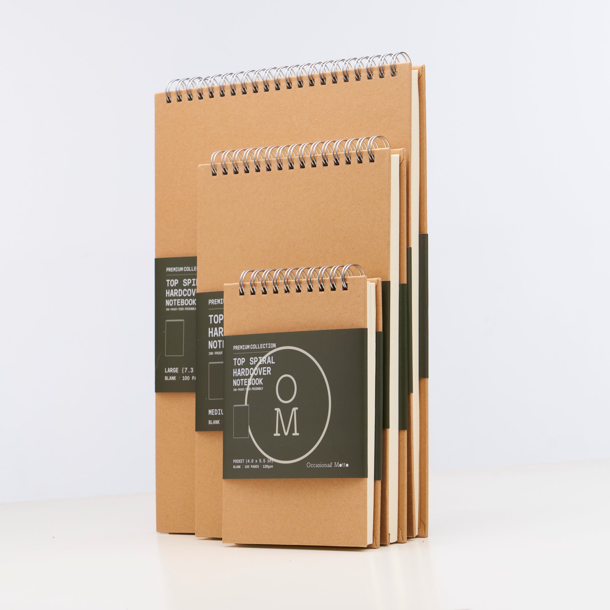 Top Spiral Hardcover Steno Kraft Notebooks (120gsm layout paper)
