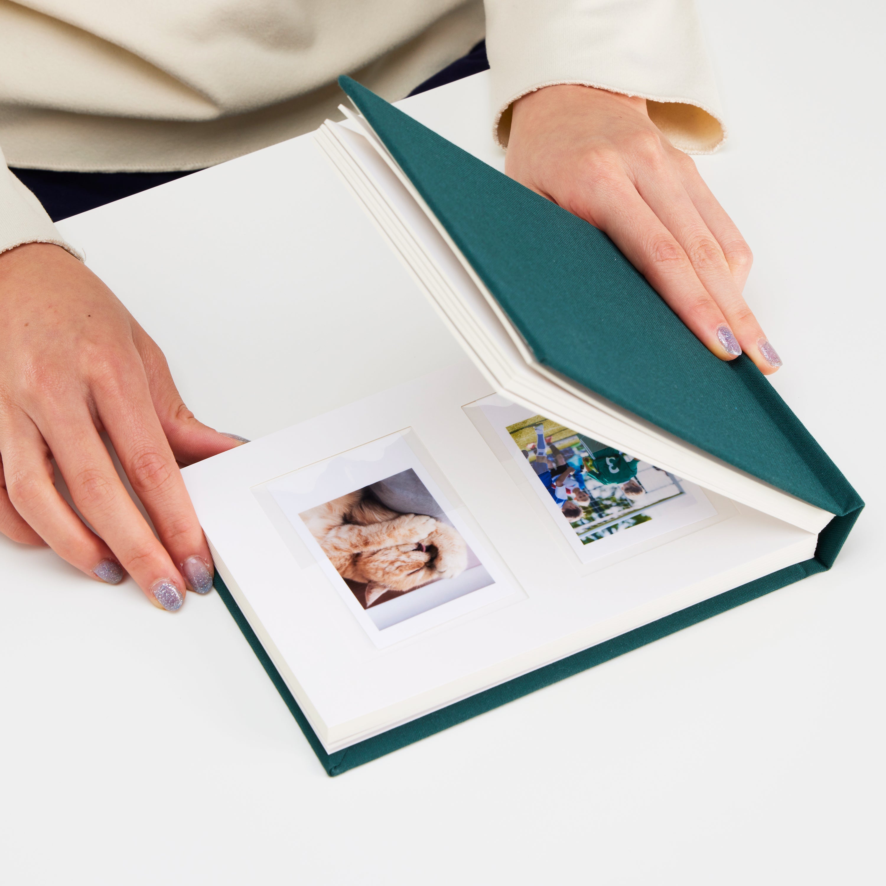 Personalized Linen Hardcover Photo Album For Instax Mini (48 Pockets / Writable Cardstock)