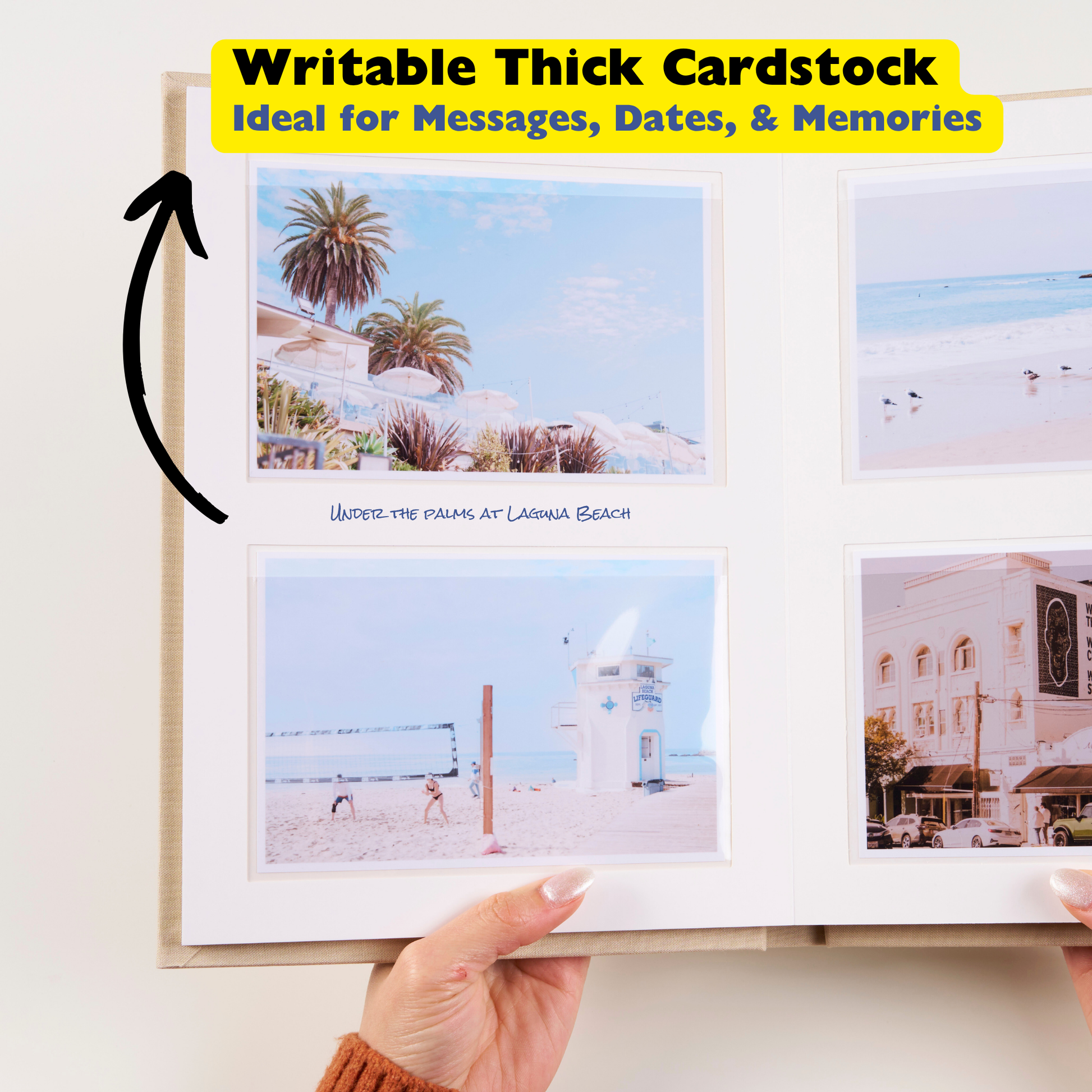 Personalized Linen Hardcover Photo Album For 4x6 inch Photos (48 pockets / writable cardstock)